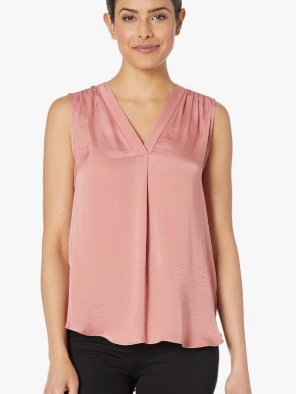 Vince Camuto Sleeveless V-Neck Blouse in Rose